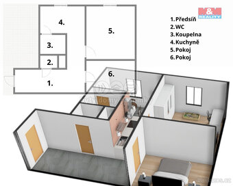 Prodej bytu 1+1, 43 m², Vimperk, ul. Mírová - 8