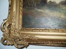 Ručně malovaný starý obraz v rámu. - 8