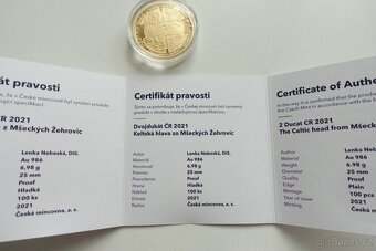 zlatý Dvoudukát ČR 2021 proof Keltská hlava - 8