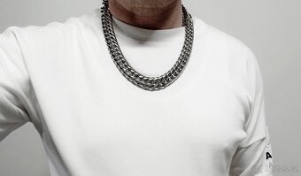 NOVÝ robustní náhrdelník Shiny CUBAN Silver Steel š.19 mm - 8