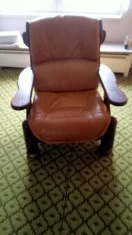 Holandská sedací souprava z pravého masivního dřeva + kůže - 8