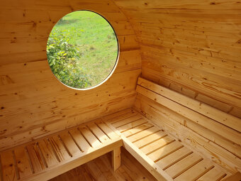Venkovní oválná sauna s panoramatickým oknem - 8