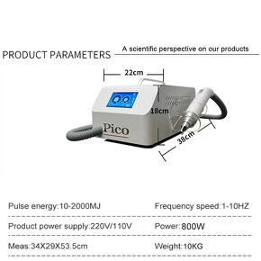 Víceúčelový laser na odstranění tetování - Picosecond - 8