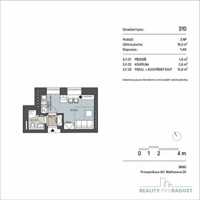 Podnájem zrekonstruovaného bytu 1+kk, 19,5m2, Brno, Mathonov - 8