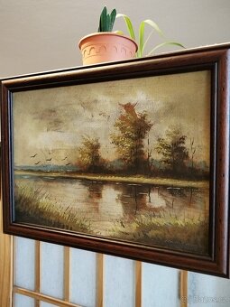 obraz NAD RYBNÍKEM, olej, sign. Trinkmoc - 8