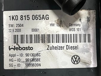 Nezávislé topení WEBASTO 1K0815065AG VW Touran 1T2 FL 2009 - 8