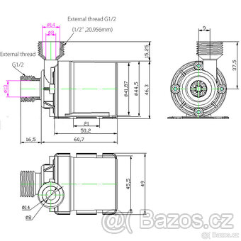Vodní pumpa, čerpadlo na vodu, 12 V, 800 l/hod. - 8