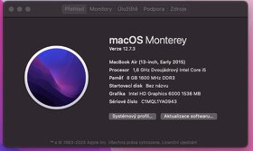 Macbook AIR 2015, 8GB, Super levný macbook, baterka 93% - 8