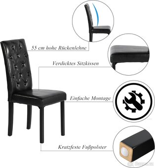 Nový set jídelních židlí, eko kůže černá lesk - 8