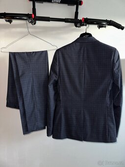 pánský Oblek Marks & Spencer tmavě modrý hezký stav - 8