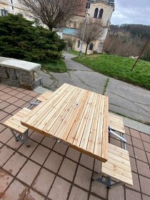Nový skládací dřevěný kempingový stůl s lavicí - 8