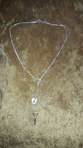 Nový dámský stříbrný náhrdelník srdce zámek lásky 925 - 8