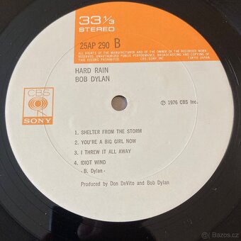 LP - BOB DYLAN - Hard Rain - 1976 - Původní JAPAN - TOP Stav - 8