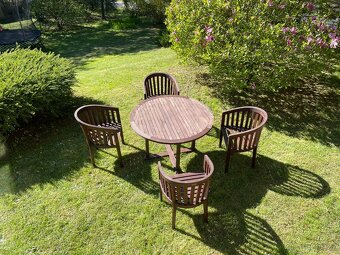 Zahradní stůl s křesílky – materiál teak - 8