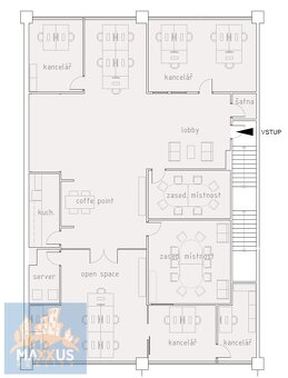 Pronájem kanceláře (294 m2) s variabilní dispozicí, Praha - - 8