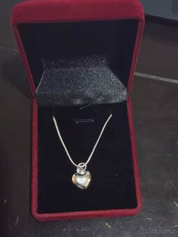 Nový dámský stříbrný náhrdelník řetízek na krk srdce - 8