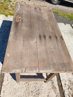 Starožitný velký  hospodský stůl se 2 šuplíky - 8