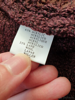 Bordó vínové pončo svetr přehoz M-XL 38-42 - 8