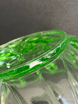 Starožitná Art Deco mísa 23 cm, uranové sklo Rosice - 8