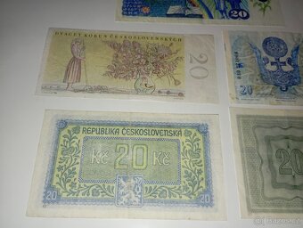 BANKOVKY 20 KČS, 5 RŮZNÝCH EMISÍ, VŠE NEPERFOROVANÉ - 8
