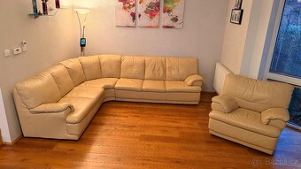 Kožená rohová sedací souprava - 8