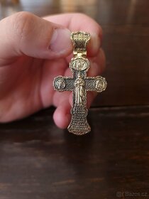 Zlatý přívěsek Ortodoxní křížek 585/14Karat - 8