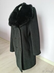 Černý kabát s kožešinou, vlna + kašmír, vel. 40 - 8