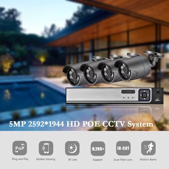 4x CCTV 5 mp kamera + (NVR) - 8