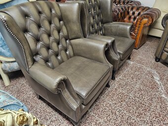 CHESTERFIELD ŠTÝL,NOVÁ KOŽENÁ SEDAČKA DVOJFAREBNÁ - 8