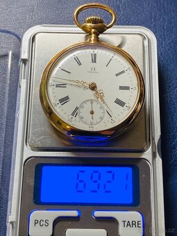 Omega zlaté 18-karátové dvouplášťové kapesní hodinky - 8