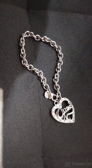 Nový náramek guess srdce srdíčko bižuterie 21 cm postribrene - 8