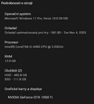 Herní PC - i5, GTX 1050 Ti, 12GB RAM, SSD - 8