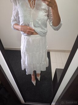 Bily madeirovy komplet halenka a sukne Mohito - 8