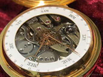 HUMBERT - DROZ KALENDER kapesní hodinky 18K 750 ZLATO - 8