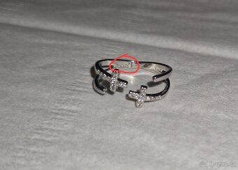Nový dámský stříbrný prsten prstýnek 925 otevřený kříže kříž - 8