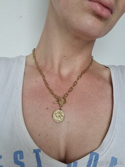 Nový dámský ocelový náhrdelník chirurgická ocel zlatý 50 cm - 8
