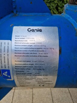 Pracovná plošina Genie TZ50, rok 2012, 18m - 8,5 bočný - 8