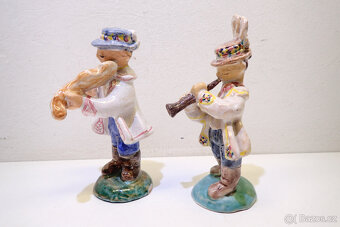 Houslista + Klarinetista - 2 x stará soška  - 8