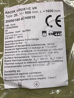 Radiátor Korado Hygiene VK 50x160cm bílý, úplně nový - 8