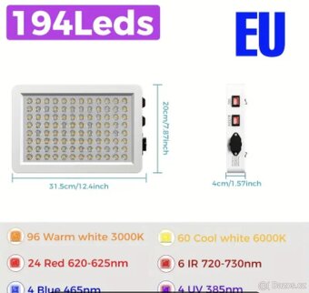 Plně spektrální světlo pro rostliny s LED diodami, UV & IR - 8