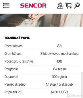 Digitální piano Sencor SDP 200 - 8