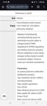 Fotovoltaický skládací přenosný panel - 8