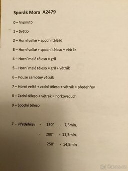 Kombinovaný sporák Mora Profi line A2479 - 8