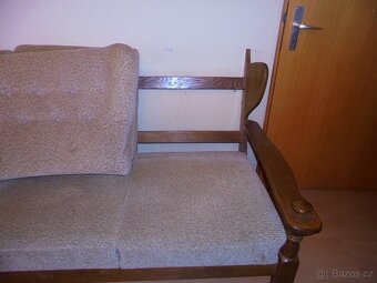 sedací souprava 3+2, masivní dřevěná konstrukce dub rustik - 8