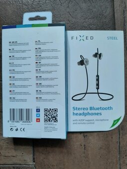Stereo bluetooth sluchátka FIXED Steel A2DP stříbrná nová - 8