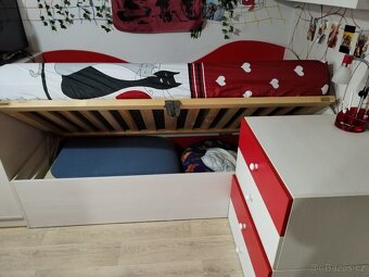 Postel 2m x 90cm skříňka prádelník matrace komoda - 8