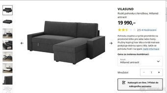 Rozkládací pohovka s lenoškou Ikea Vilasund - 8