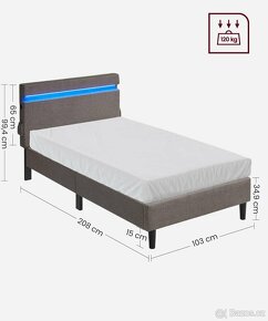 Nová postel s LED osvětlením a roštem - 8