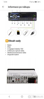 Nové autorádio USB, Bluetooth, SD karty - 8
