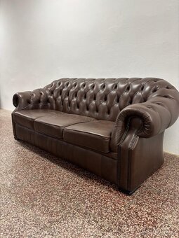 CHESTERFIELD ŠTÝL,KOŽENÁ 3+2+1,TMAVO-HNEDÁ - 8